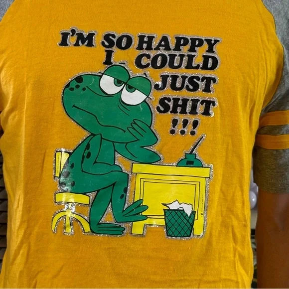 Vintage 1980s screen print ringer tee - Picture 2 of 4